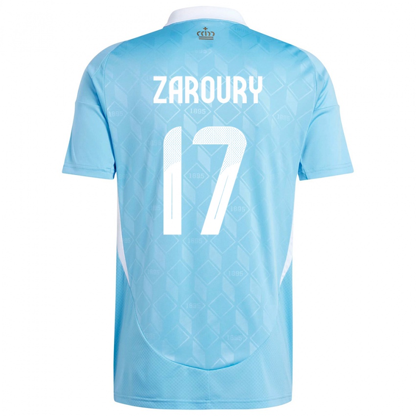 Damen Belgien Anass Zaroury #17 Blau Auswärtstrikot Trikot 24-26 T-Shirt Belgien
