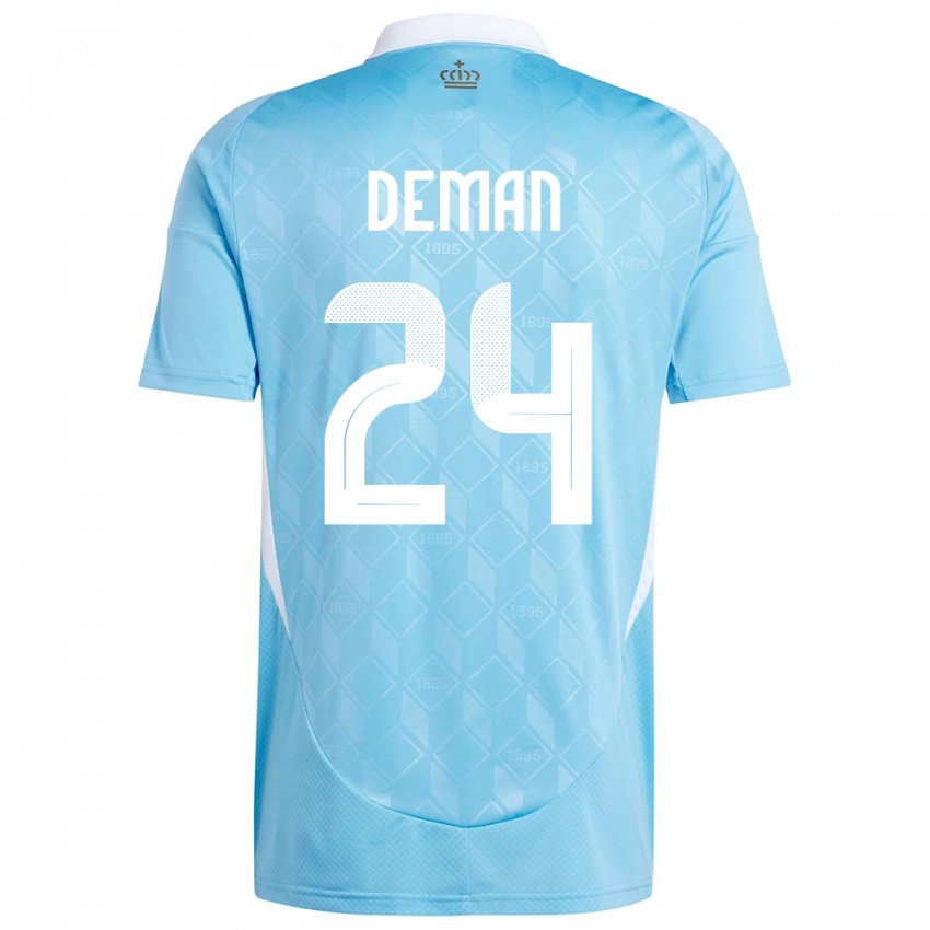 Damen Belgien Olivier Deman #24 Blau Auswärtstrikot Trikot 24-26 T-Shirt Belgien