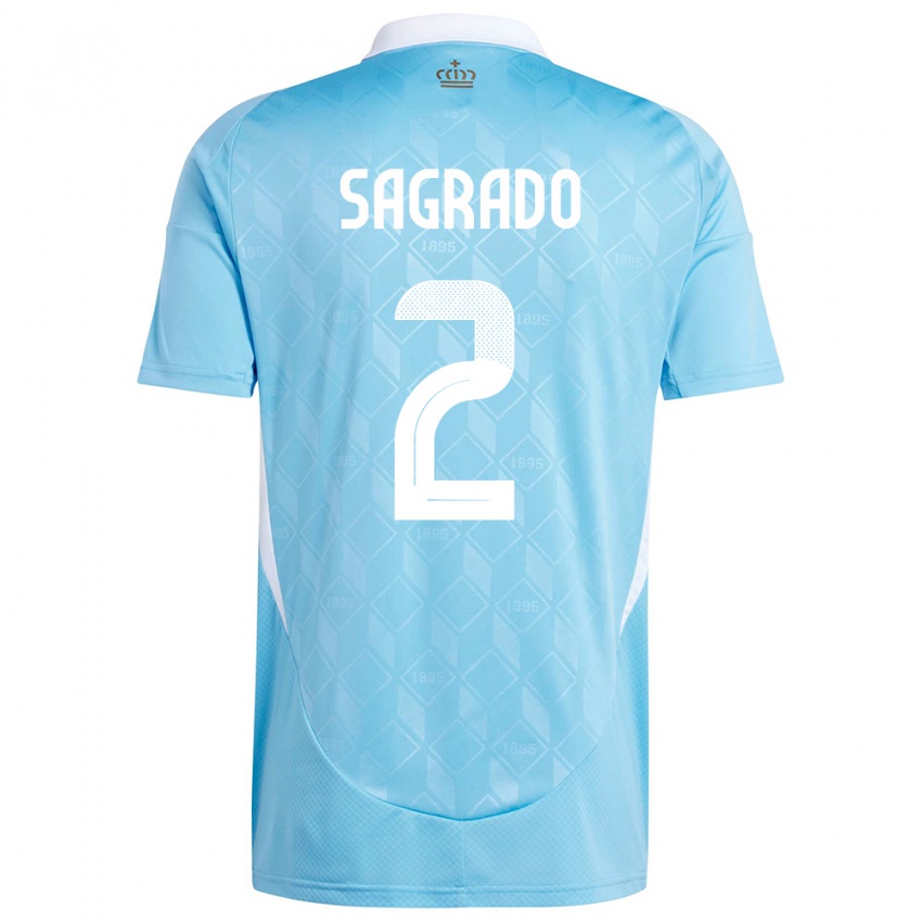 Damen Belgien Richie Sagrado #2 Blau Auswärtstrikot Trikot 24-26 T-Shirt Belgien