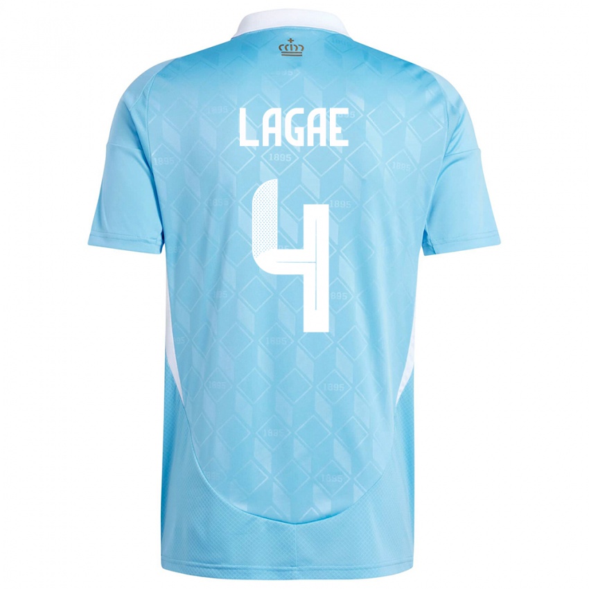 Damen Belgien Bram Lagae #4 Blau Auswärtstrikot Trikot 24-26 T-Shirt Belgien