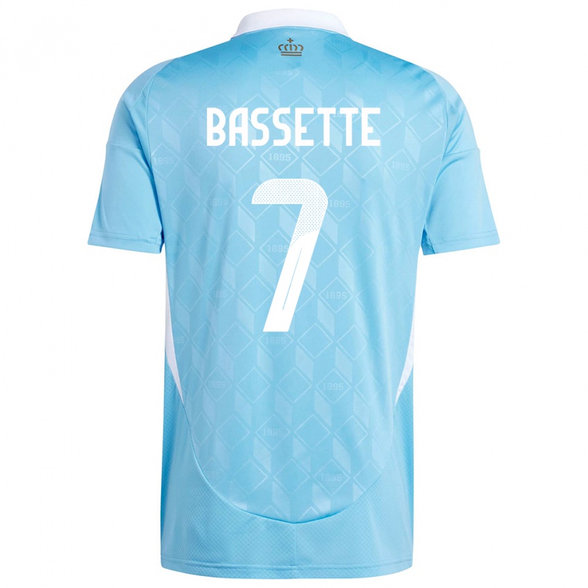 Damen Belgien Norman Bassette #7 Blau Auswärtstrikot Trikot 24-26 T-Shirt Belgien