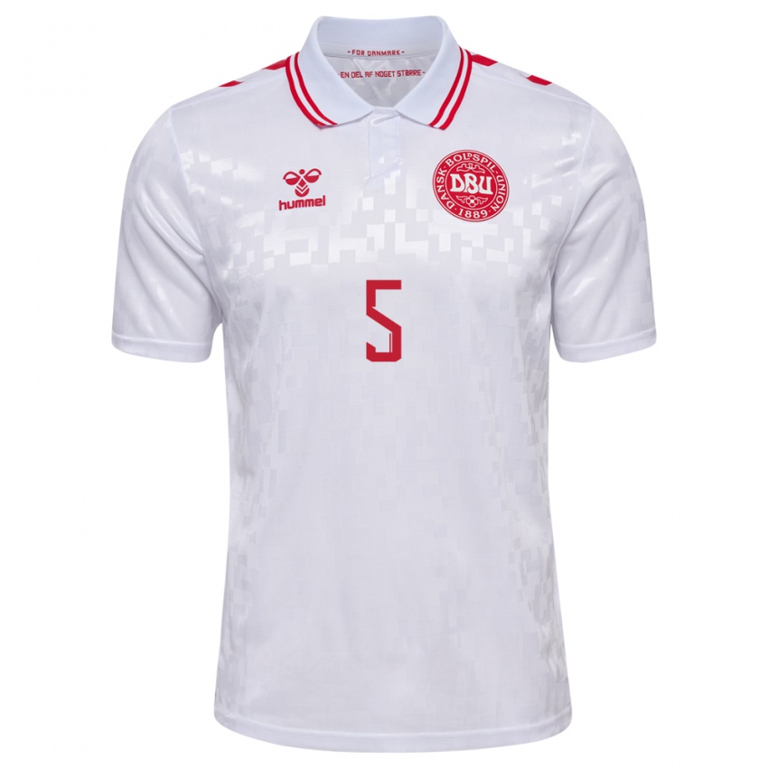Damen Dänemark Patrick Dorgu #5 Weiß Auswärtstrikot Trikot 24-26 T-Shirt Belgien