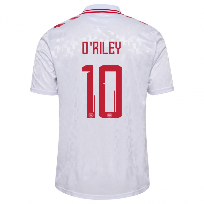 Damen Dänemark Matt O Riley #10 Weiß Auswärtstrikot Trikot 24-26 T-Shirt Belgien