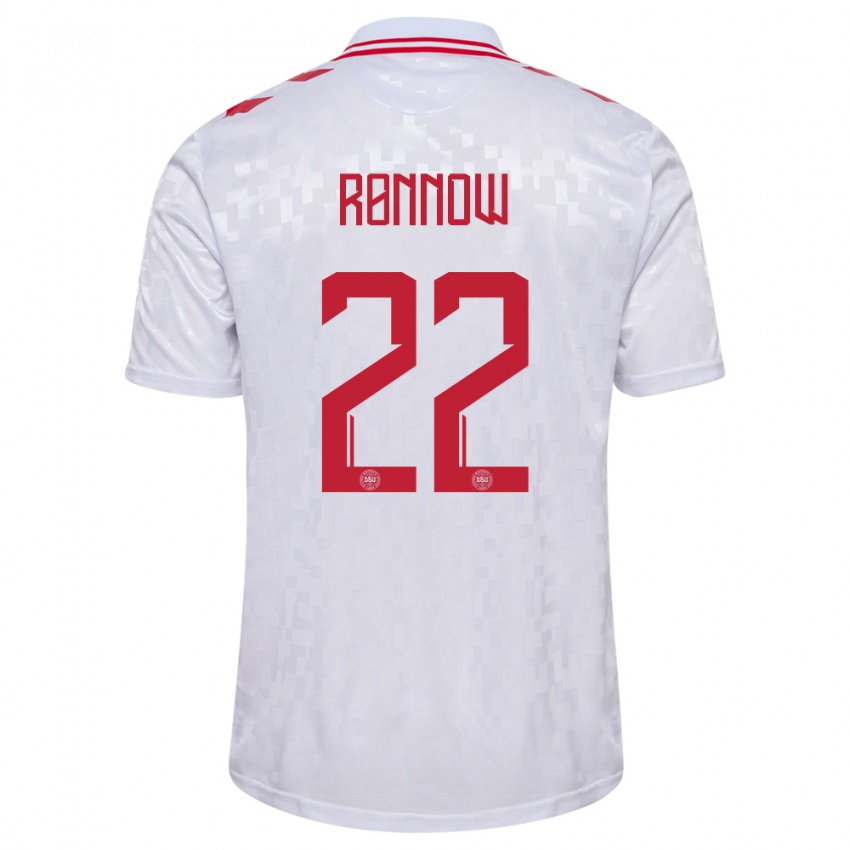 Damen Dänemark Frederik Ronnow #22 Weiß Auswärtstrikot Trikot 24-26 T-Shirt Belgien