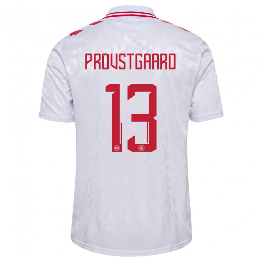 Damen Dänemark Oliver Provstgaard #13 Weiß Auswärtstrikot Trikot 24-26 T-Shirt Belgien