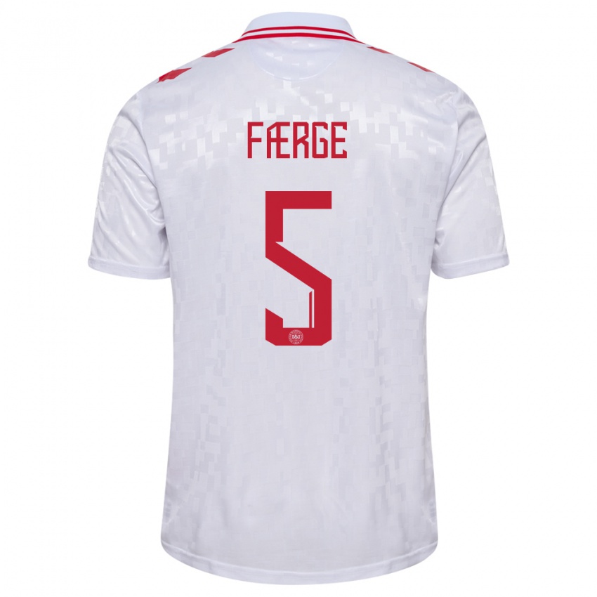 Damen Dänemark Emma Farge #5 Weiß Auswärtstrikot Trikot 24-26 T-Shirt Belgien