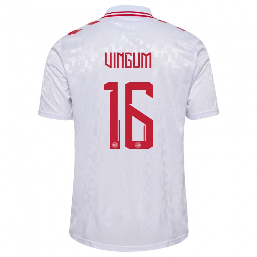 Damen Dänemark Alberte Vingum #16 Weiß Auswärtstrikot Trikot 24-26 T-Shirt Belgien