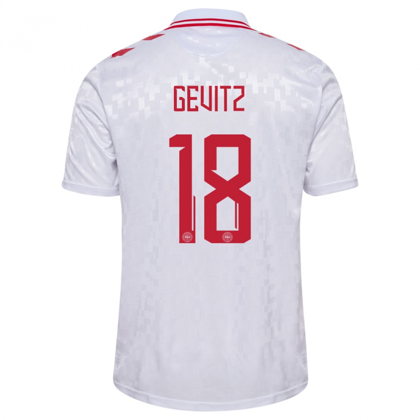 Damen Dänemark Luna Gevitz #18 Weiß Auswärtstrikot Trikot 24-26 T-Shirt Belgien