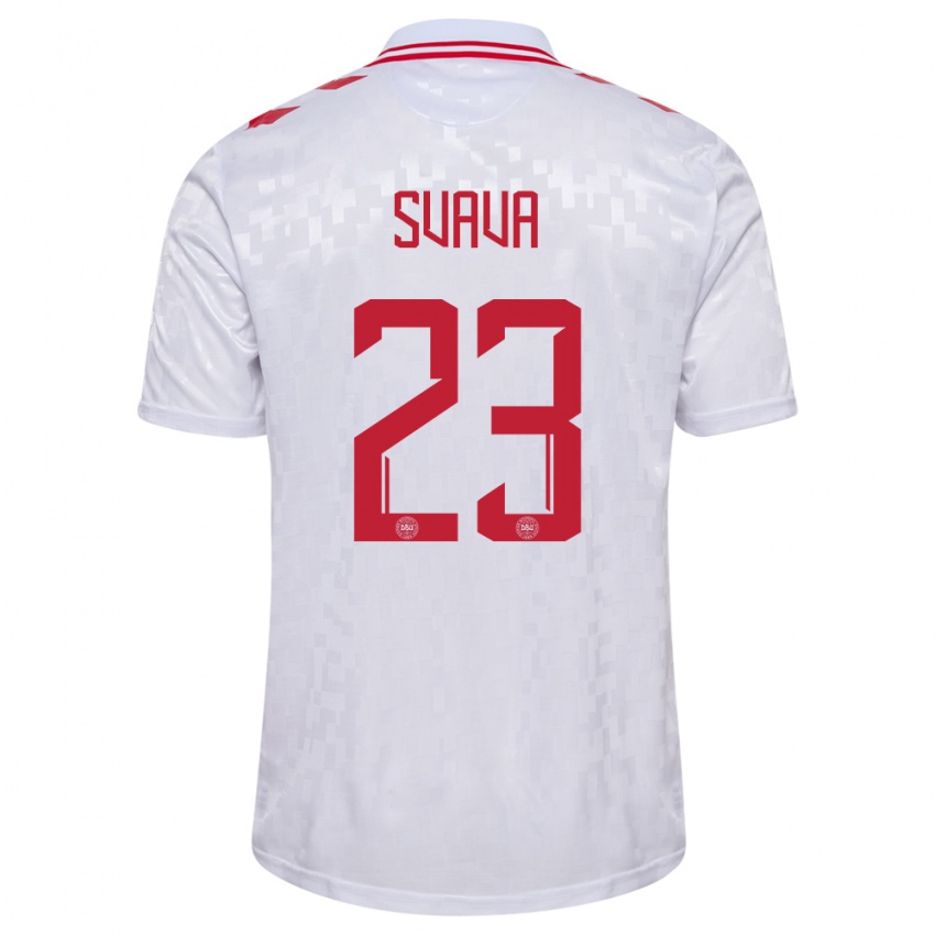 Damen Dänemark Sofie Svava #23 Weiß Auswärtstrikot Trikot 24-26 T-Shirt Belgien