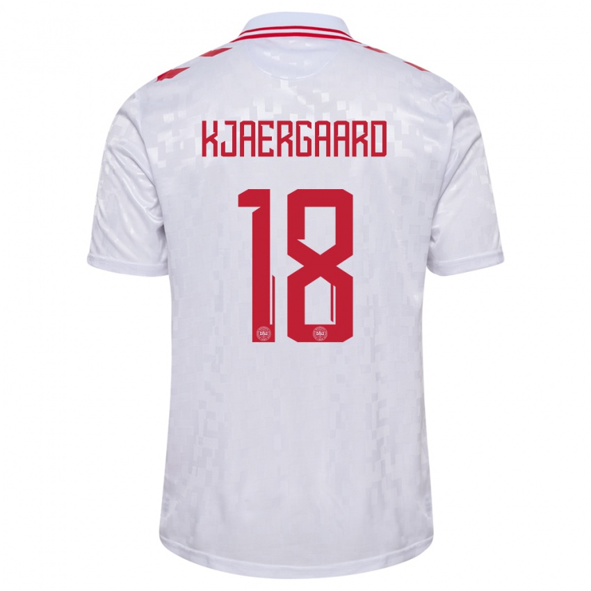 Damen Dänemark Maurits Kjaergaard #18 Weiß Auswärtstrikot Trikot 24-26 T-Shirt Belgien