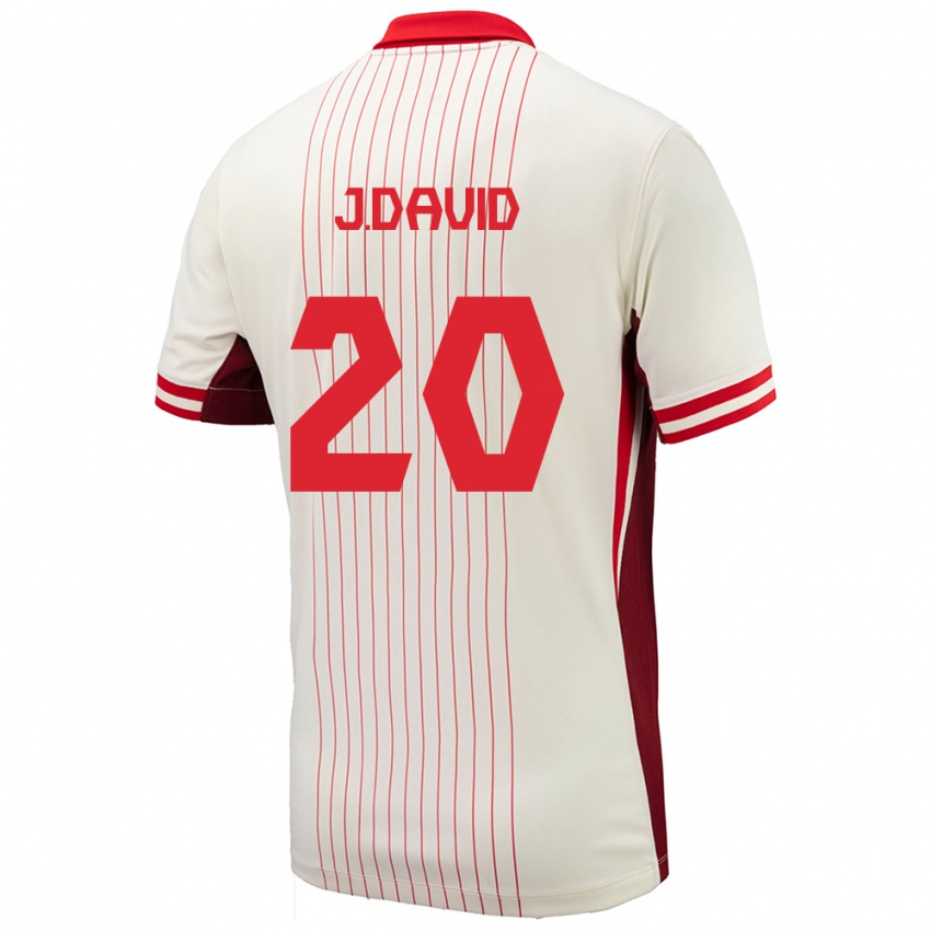 Damen Kanada Jonathan David #20 Weiß Auswärtstrikot Trikot 24-26 T-Shirt Belgien