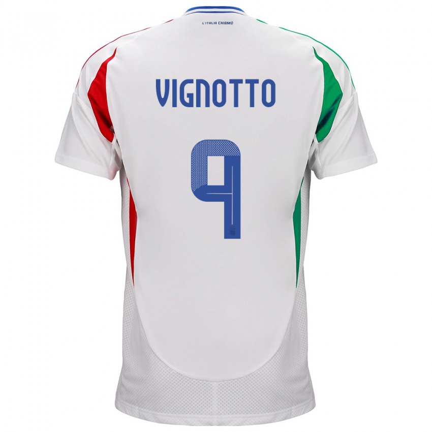 Damen Italien Elisabetta Vignotto #9 Weiß Auswärtstrikot Trikot 24-26 T-Shirt Belgien
