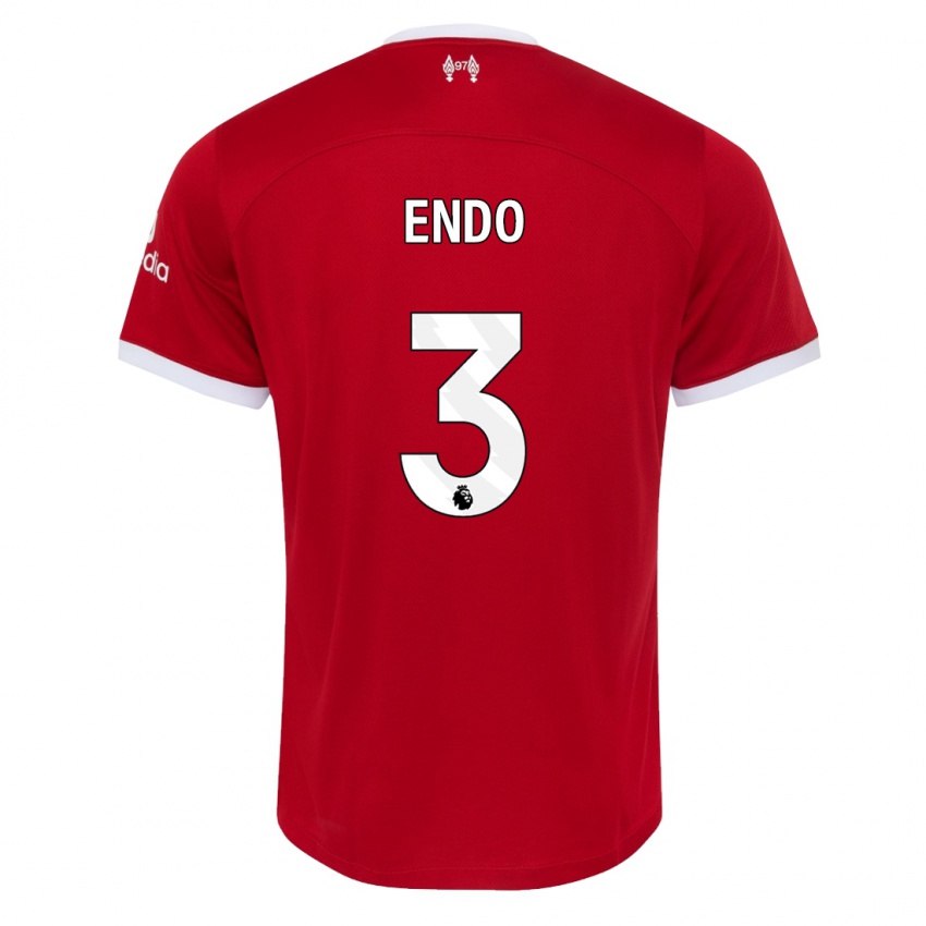 Enfant Maillot Wataru Endo #3 Rouge Tenues Domicile 2023/24 T-Shirt Belgique