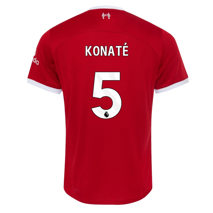Kinderen Ibrahima Konate #5 Rood Thuisshirt Thuistenue 2023/24 T-Shirt België