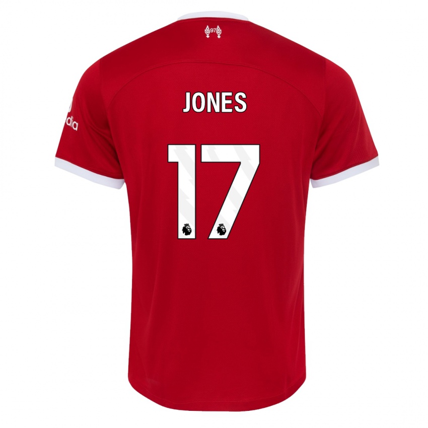 Enfant Maillot Curtis Jones #17 Rouge Tenues Domicile 2023/24 T-Shirt Belgique