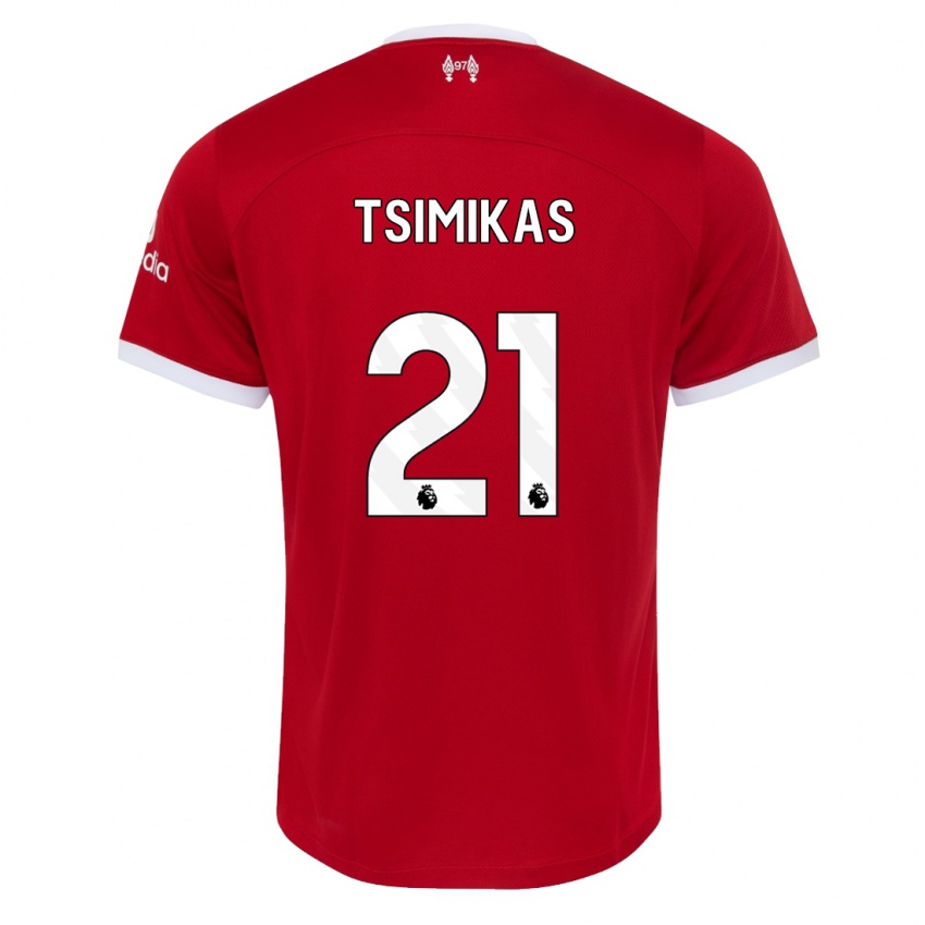 Enfant Maillot Konstantinos Tsimikas #21 Rouge Tenues Domicile 2023/24 T-Shirt Belgique