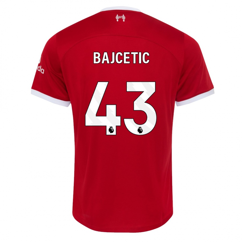 Enfant Maillot Stefan Bajcetic #43 Rouge Tenues Domicile 2023/24 T-Shirt Belgique