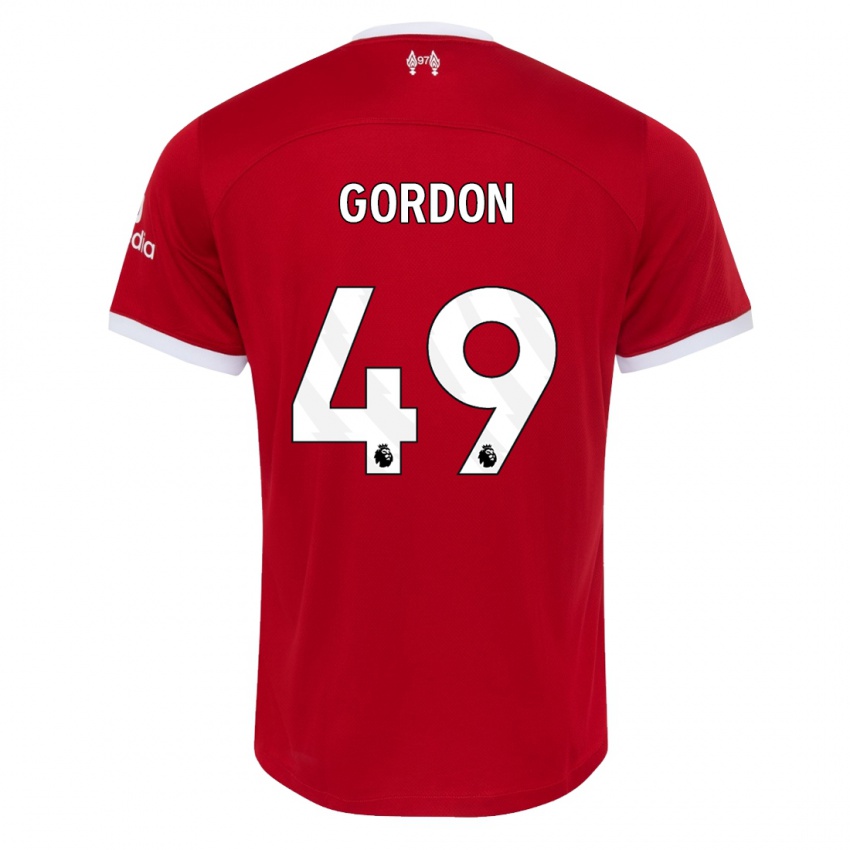 Kinderen Kaide Gordon #49 Rood Thuisshirt Thuistenue 2023/24 T-Shirt België