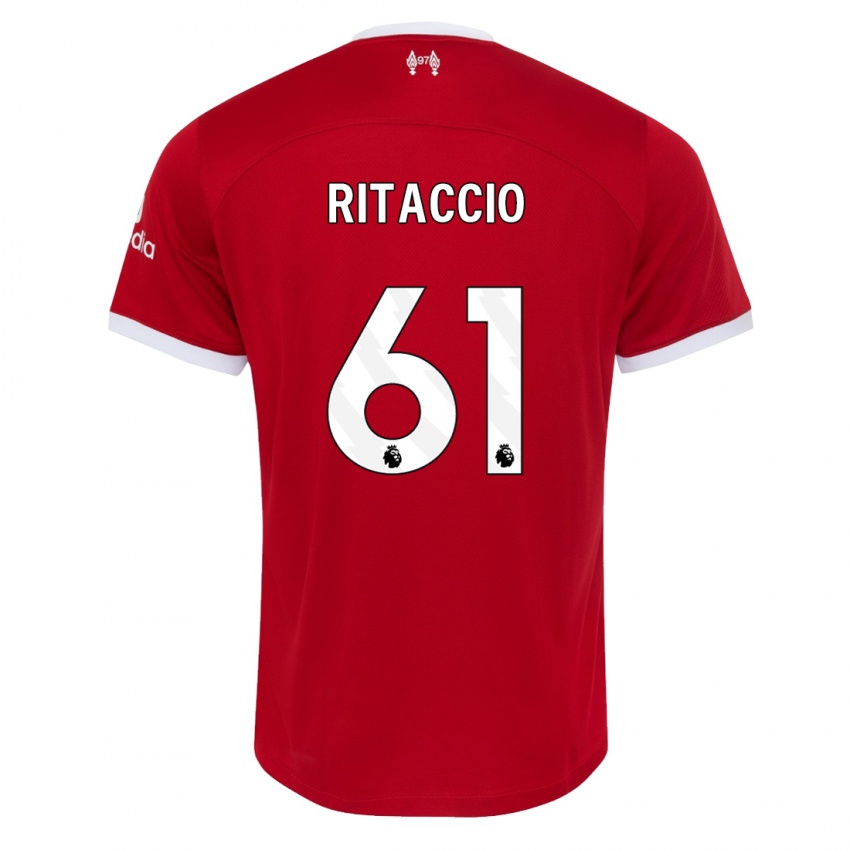 Enfant Maillot Matteo Ritaccio #61 Rouge Tenues Domicile 2023/24 T-Shirt Belgique
