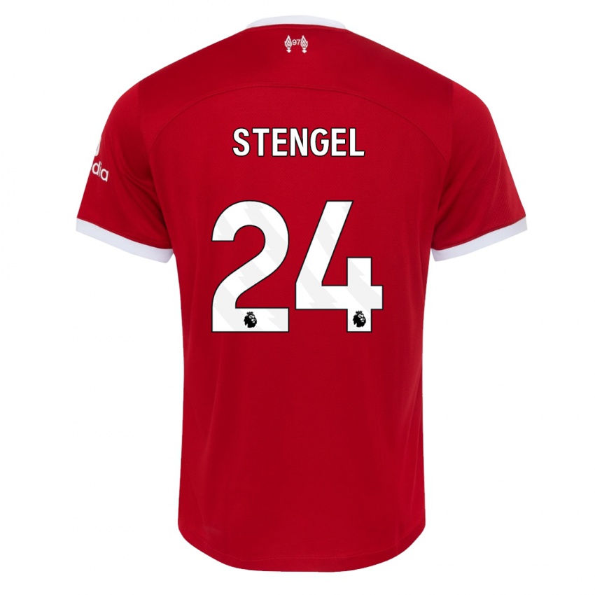 Enfant Maillot Katie Stengel #24 Rouge Tenues Domicile 2023/24 T-Shirt Belgique