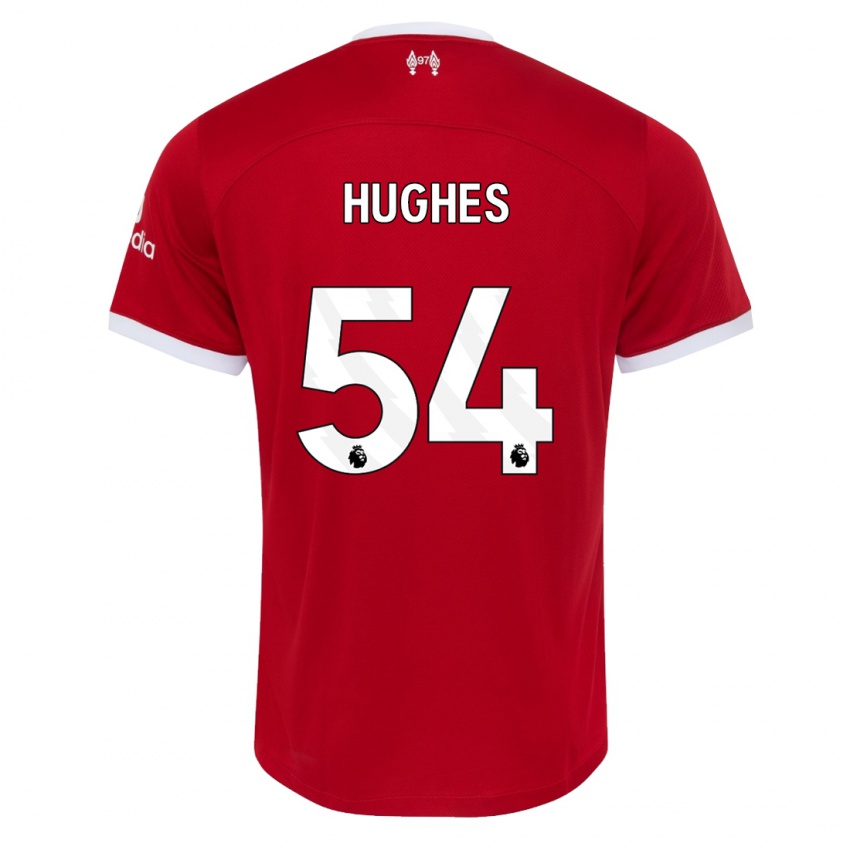 Enfant Maillot Liam Hughes #54 Rouge Tenues Domicile 2023/24 T-Shirt Belgique
