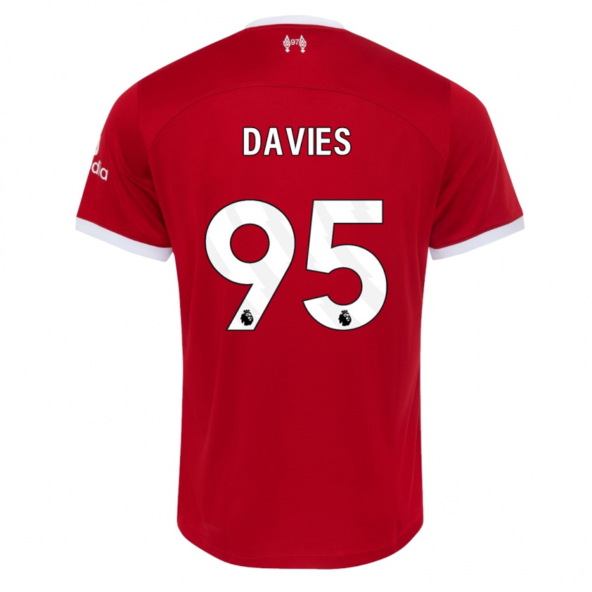 Enfant Maillot Harvey Davies #95 Rouge Tenues Domicile 2023/24 T-Shirt Belgique