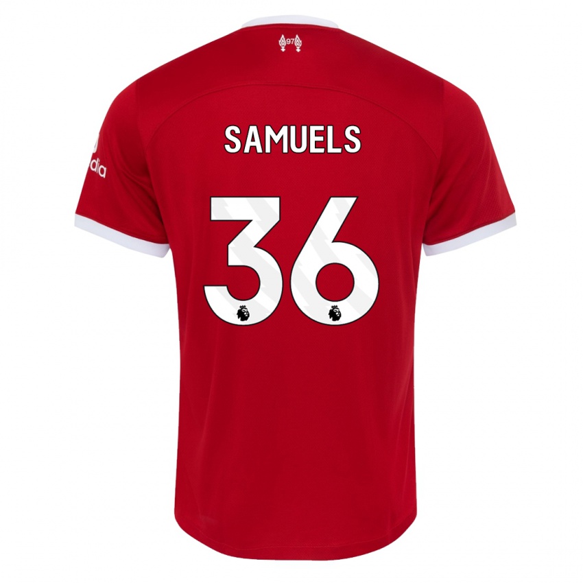 Enfant Maillot Kerron Samuels #36 Rouge Tenues Domicile 2023/24 T-Shirt Belgique
