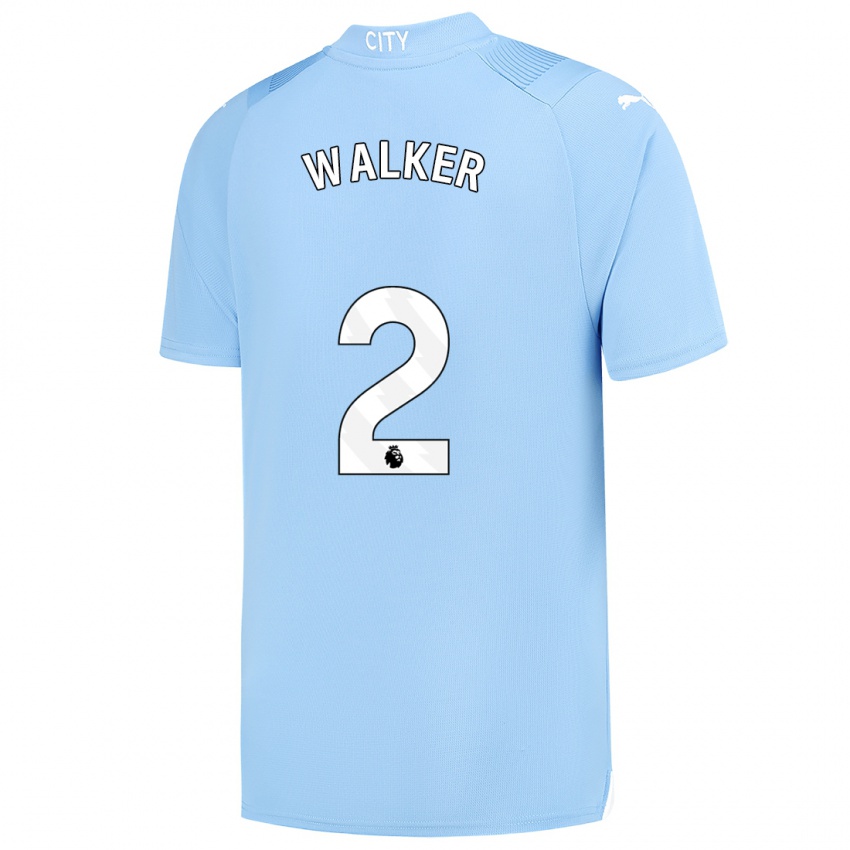 Enfant Maillot Kyle Walker #2 Bleu Clair Tenues Domicile 2023/24 T-Shirt Belgique