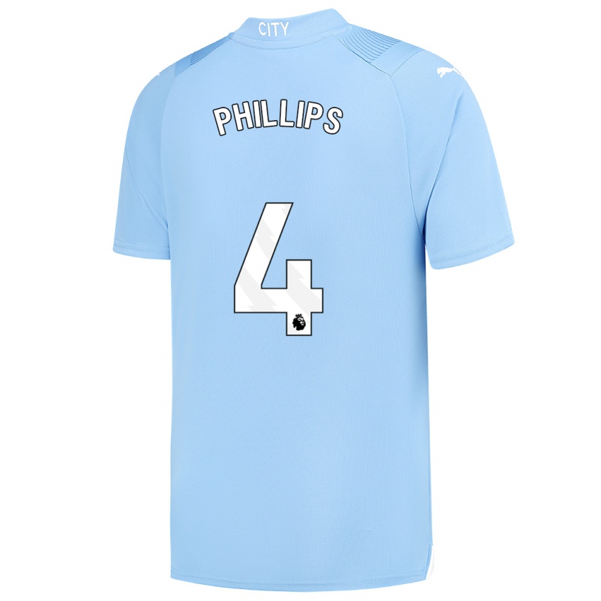 Kinderen Kalvin Phillips #4 Lichtblauw Thuisshirt Thuistenue 2023/24 T-Shirt België