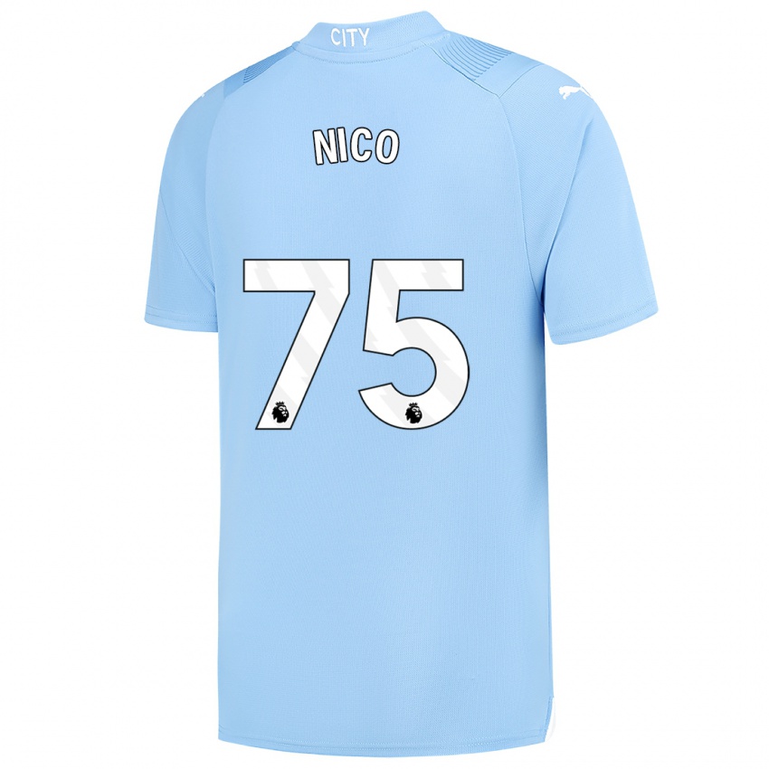 Enfant Maillot Nico O'reilly #75 Bleu Clair Tenues Domicile 2023/24 T-Shirt Belgique