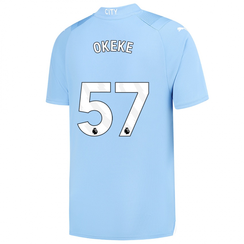 Kinderen Michael Okeke #57 Lichtblauw Thuisshirt Thuistenue 2023/24 T-Shirt België