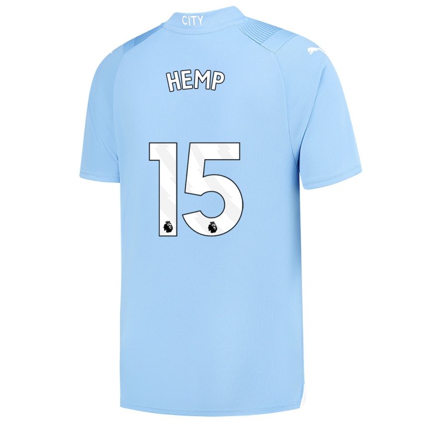 Kinder Lauren Hemp #15 Hellblau Heimtrikot Trikot 2023/24 T-Shirt Belgien