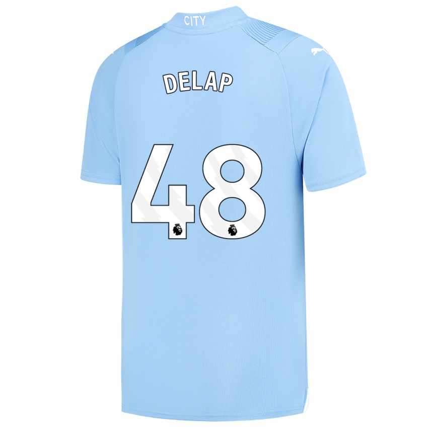 Enfant Maillot Liam Delap #48 Bleu Clair Tenues Domicile 2023/24 T-Shirt Belgique