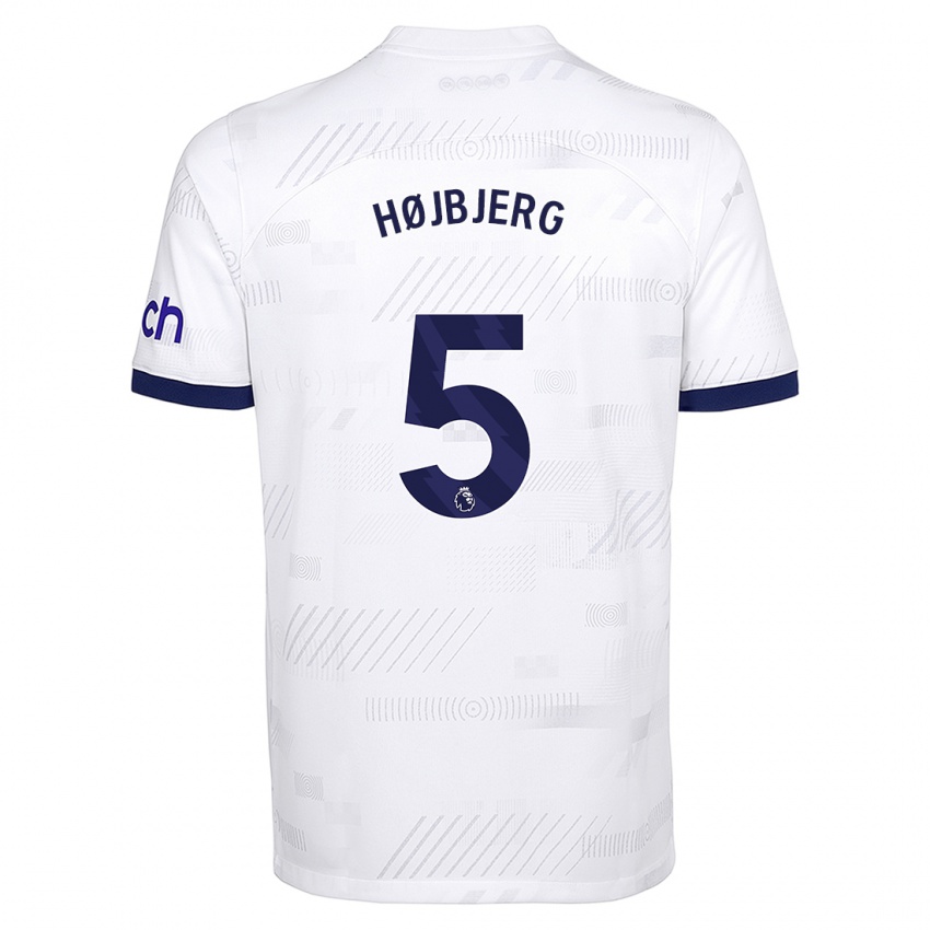 Kinder Pierre Emile Hojbjerg #5 Weiß Heimtrikot Trikot 2023/24 T-Shirt Belgien
