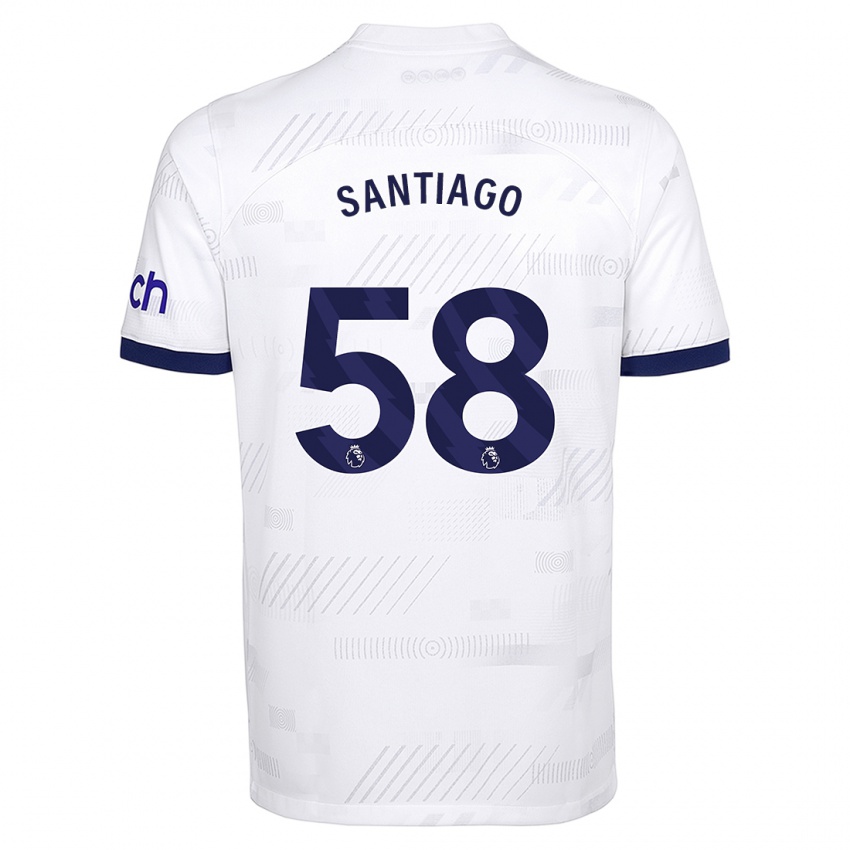 Enfant Maillot Yago Santiago #58 Blanc Tenues Domicile 2023/24 T-Shirt Belgique