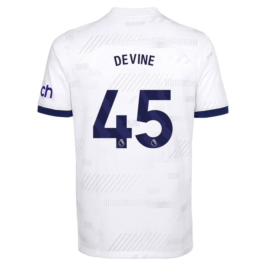 Enfant Maillot Alfie Devine #45 Blanc Tenues Domicile 2023/24 T-Shirt Belgique