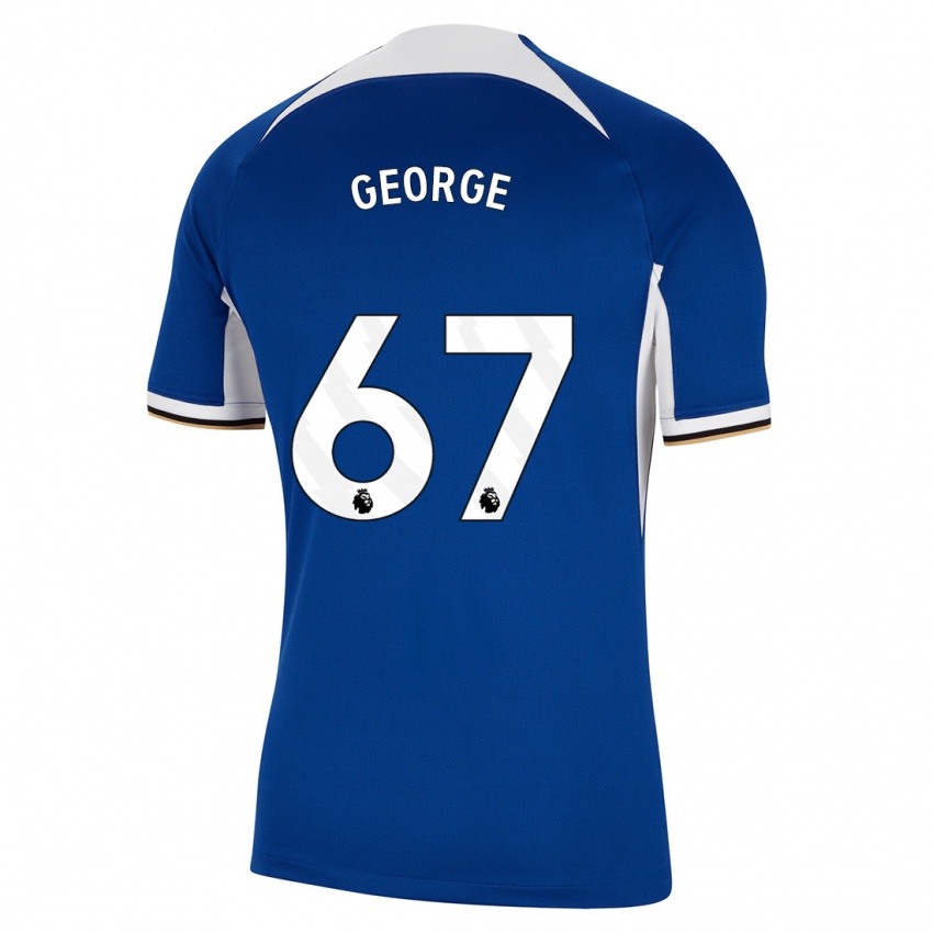 Kinderen Tyrique George #67 Blauw Thuisshirt Thuistenue 2023/24 T-Shirt België