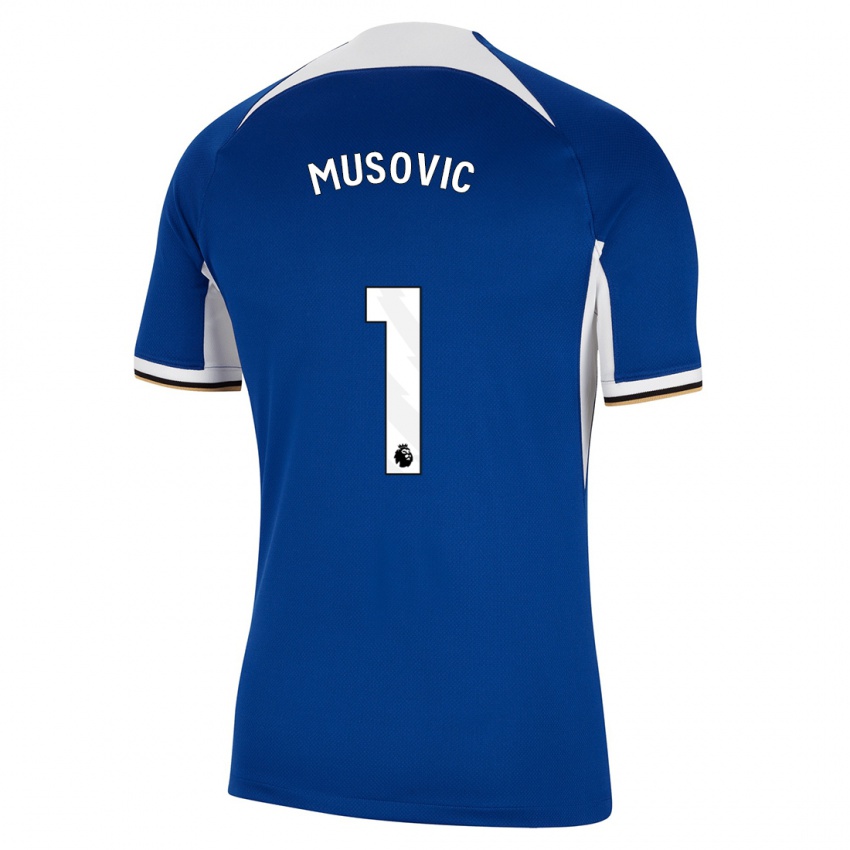 Enfant Maillot Zecira Musovic #1 Bleu Tenues Domicile 2023/24 T-Shirt Belgique