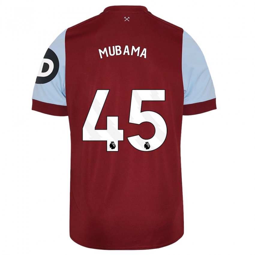 Enfant Maillot Divin Mubama #45 Bordeaux Tenues Domicile 2023/24 T-Shirt Belgique
