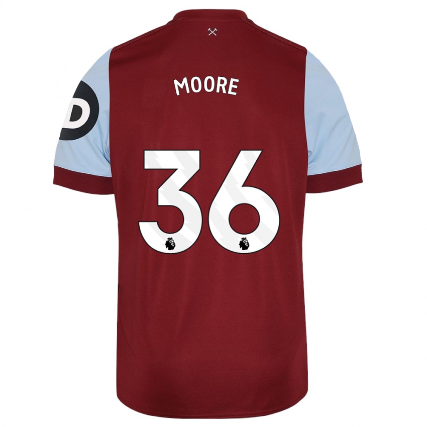 Enfant Maillot Sean Moore #36 Bordeaux Tenues Domicile 2023/24 T-Shirt Belgique