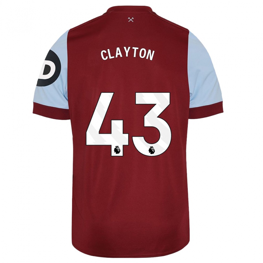 Enfant Maillot Regan Clayton #43 Bordeaux Tenues Domicile 2023/24 T-Shirt Belgique