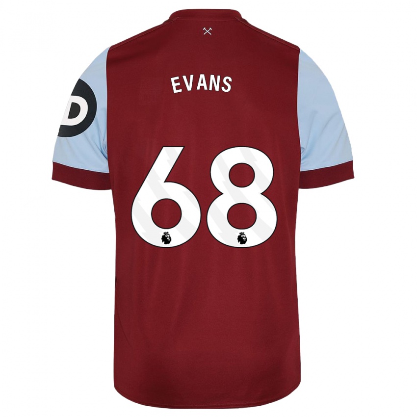 Enfant Maillot Isaac Evans #68 Bordeaux Tenues Domicile 2023/24 T-Shirt Belgique