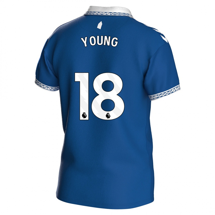 Enfant Maillot Ashley Young #18 Bleu Royal Tenues Domicile 2023/24 T-Shirt Belgique