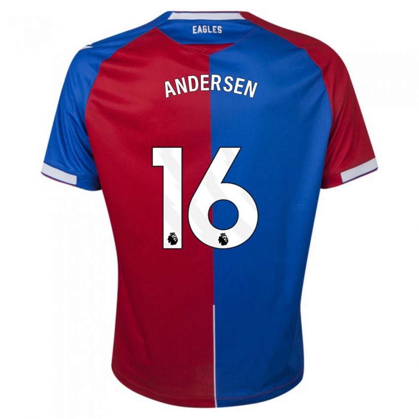Kinder Joachim Andersen #16 Rot Blau Heimtrikot Trikot 2023/24 T-Shirt Belgien
