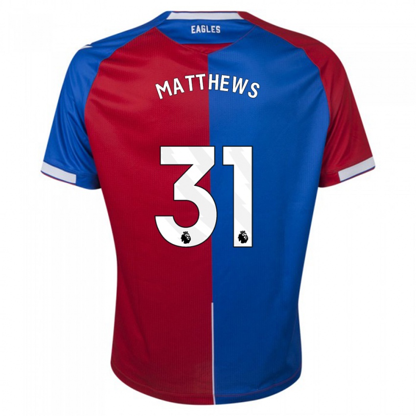 Enfant Maillot Remi Matthews #31 Rouge Bleu Tenues Domicile 2023/24 T-Shirt Belgique