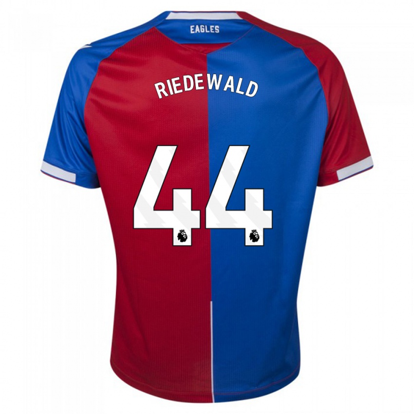 Enfant Maillot Jairo Riedewald #44 Rouge Bleu Tenues Domicile 2023/24 T-Shirt Belgique