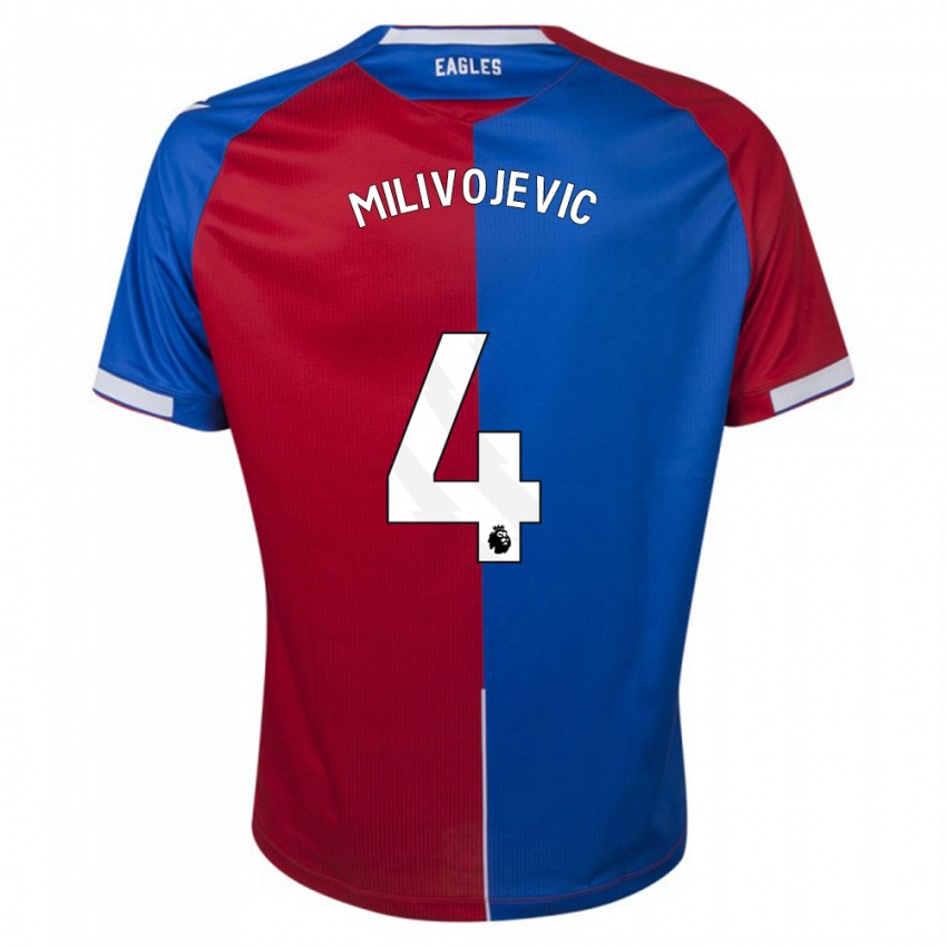 Enfant Maillot Luka Milivojevic #4 Rouge Bleu Tenues Domicile 2023/24 T-Shirt Belgique