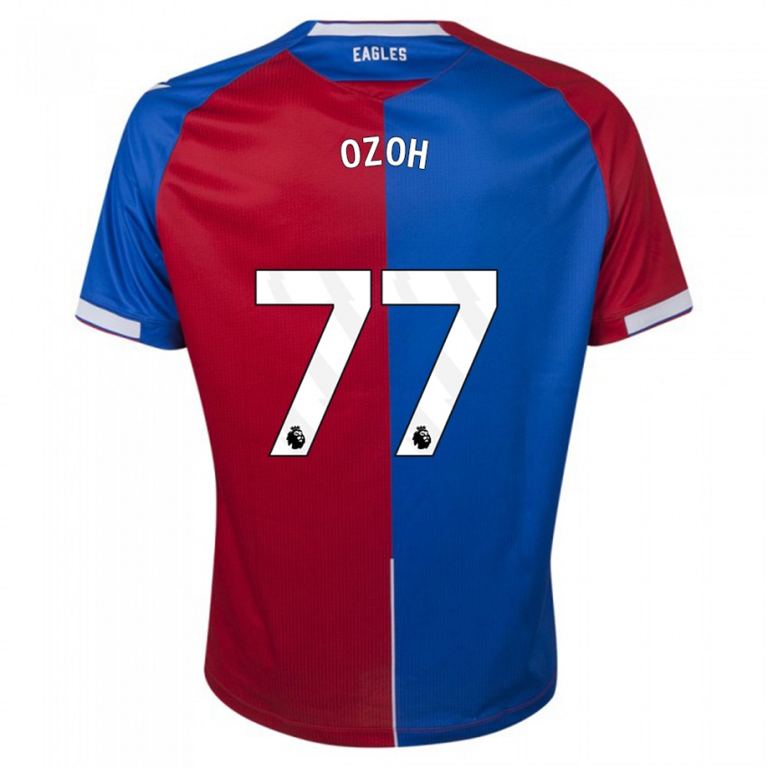 Enfant Maillot David Ozoh #77 Rouge Bleu Tenues Domicile 2023/24 T-Shirt Belgique