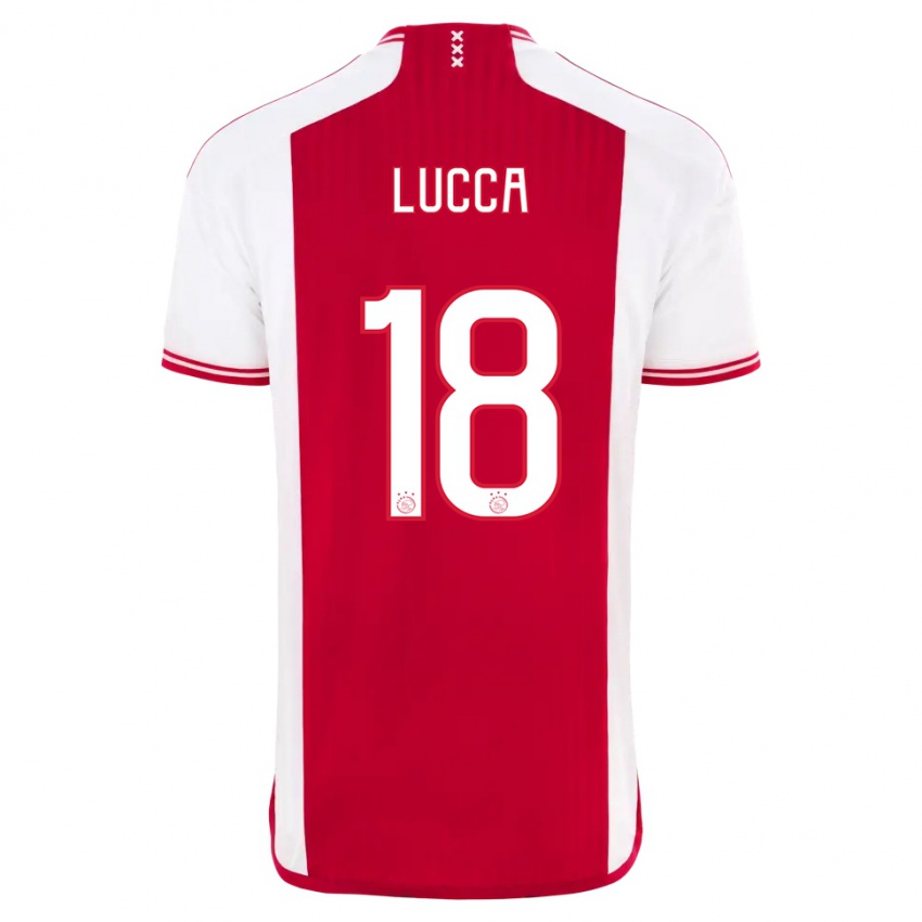 Kinder Lorenzo Lucca #18 Rot-Weiss Heimtrikot Trikot 2023/24 T-Shirt Belgien