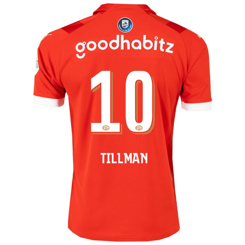 Enfant Maillot Malik Tillman #10 Rouge Tenues Domicile 2023/24 T-Shirt Belgique